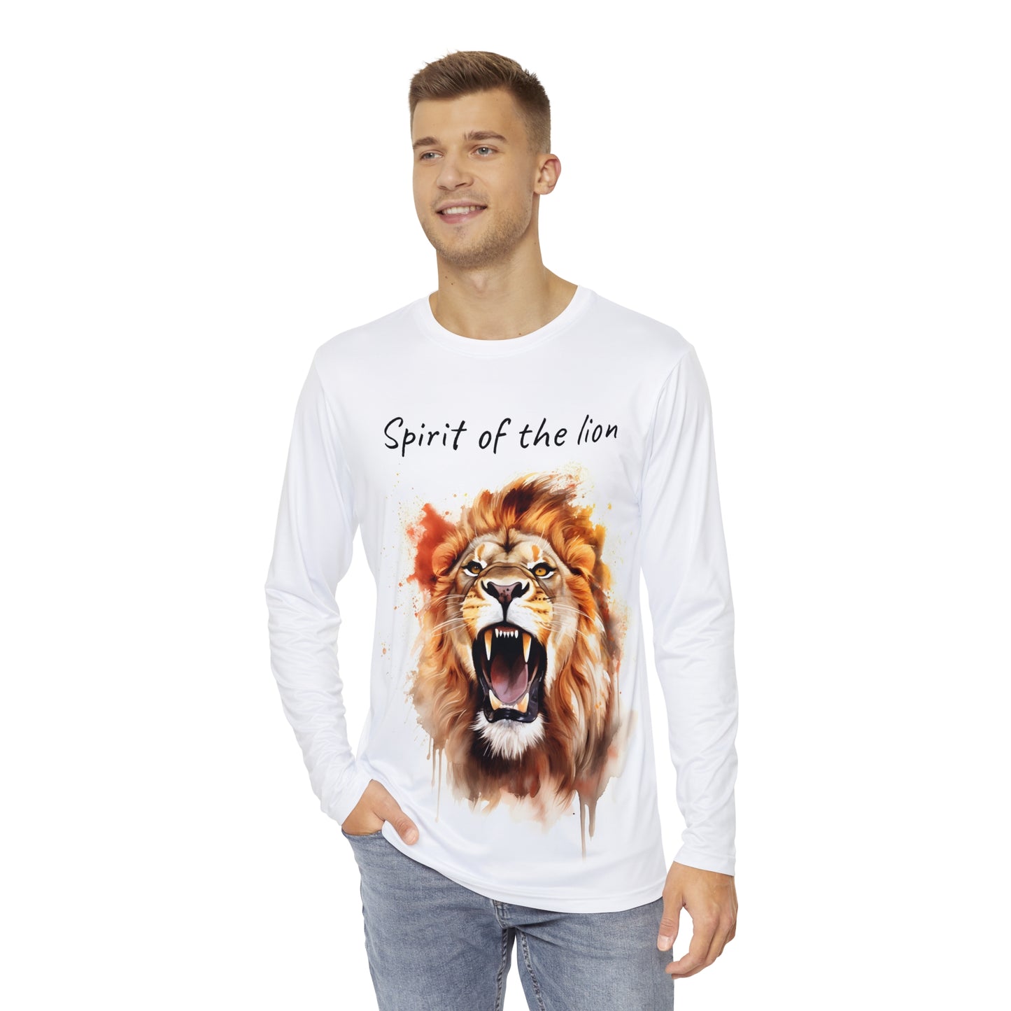 Roaring Lion Long Sleeve White Shirt (AOP)