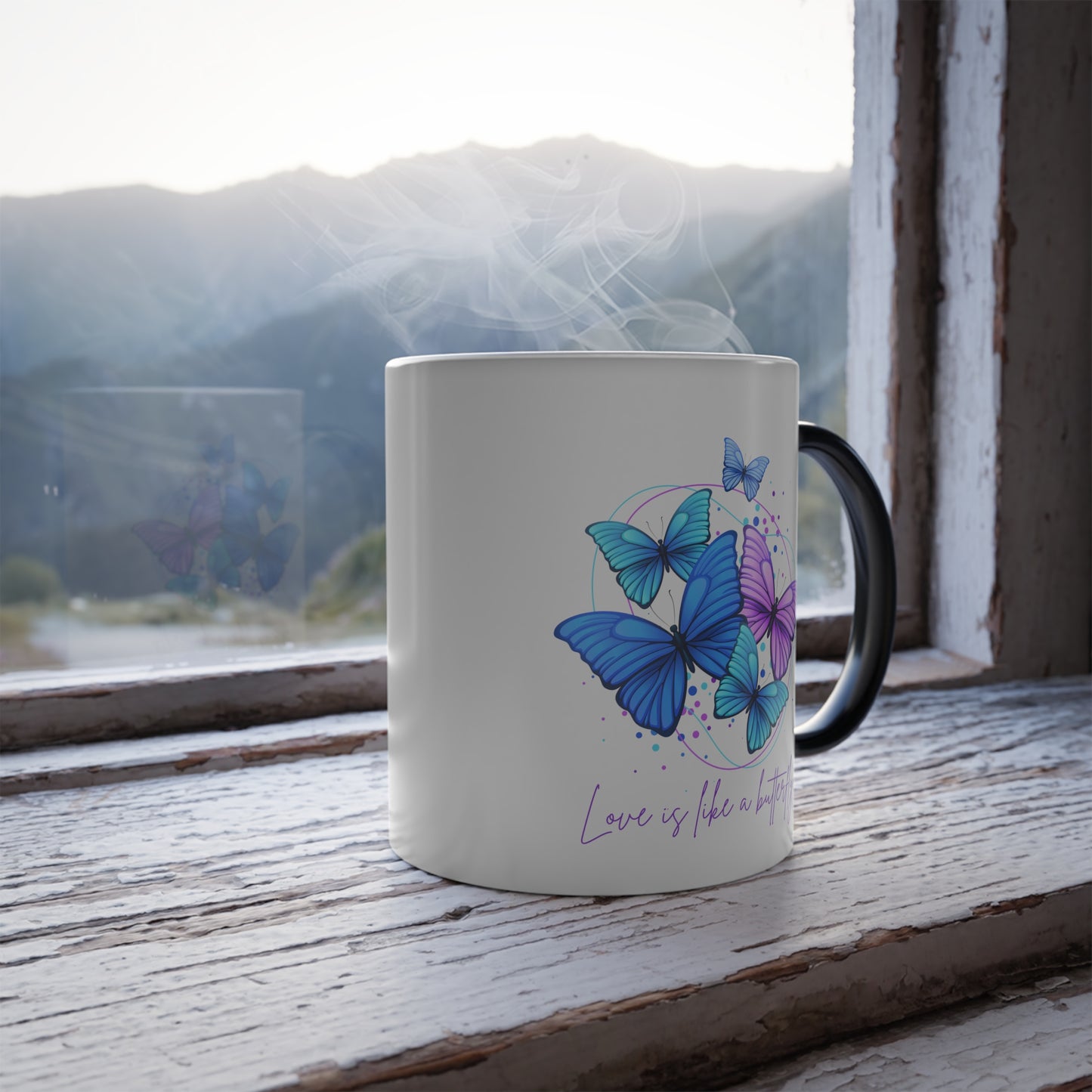 Love is Like a Butterfly Color Morphing Mug, 11oz