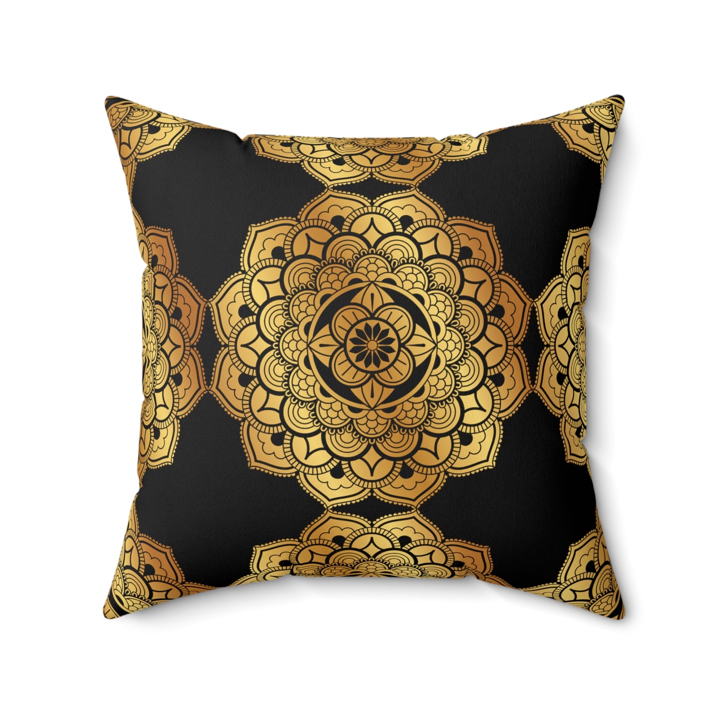 Black and Gold Faux Suede Square Pillow