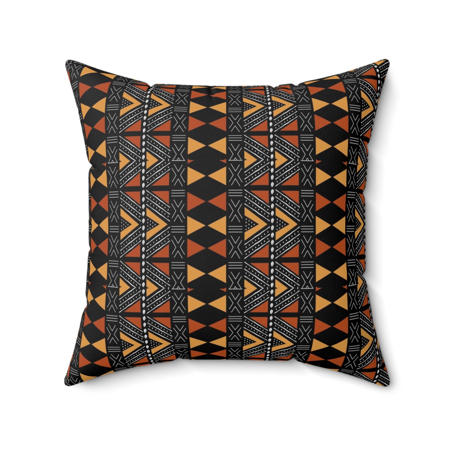 Mudcloth Print Faux Suede Square Pillow