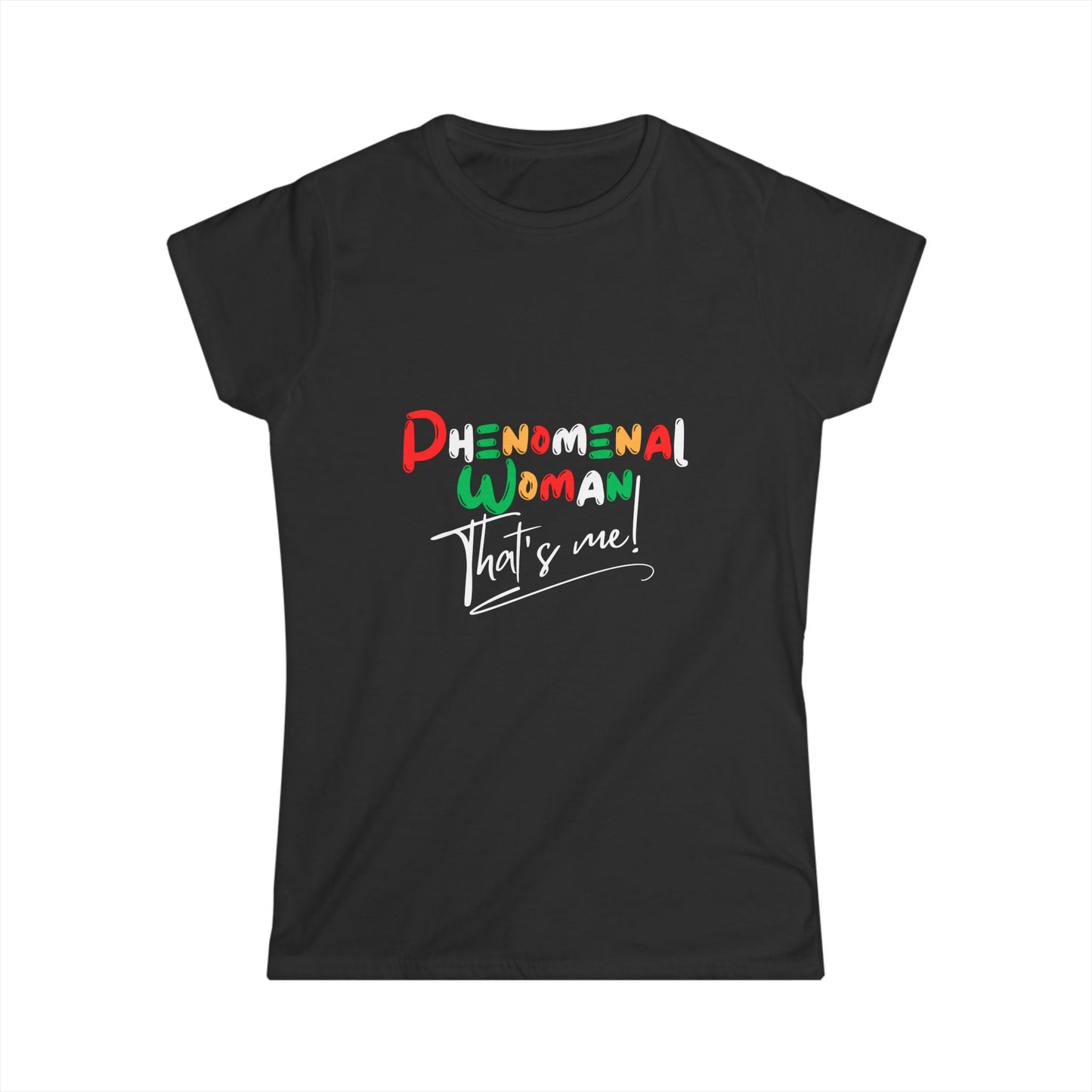 Phenomenal Woman Softstyle Tee - Empowering Black Women's T-Shirt