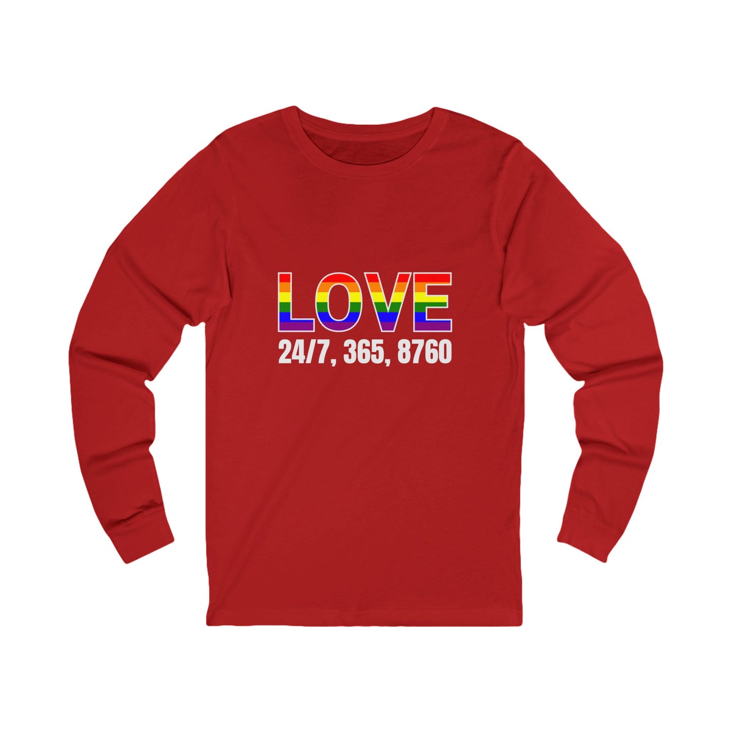 Pride Long Sleeve Tee, LGBTQ+ Apparel, Love 24/7 Shirt, Unisex Fashion, Gift for Pride Month, Inclusive Clothing