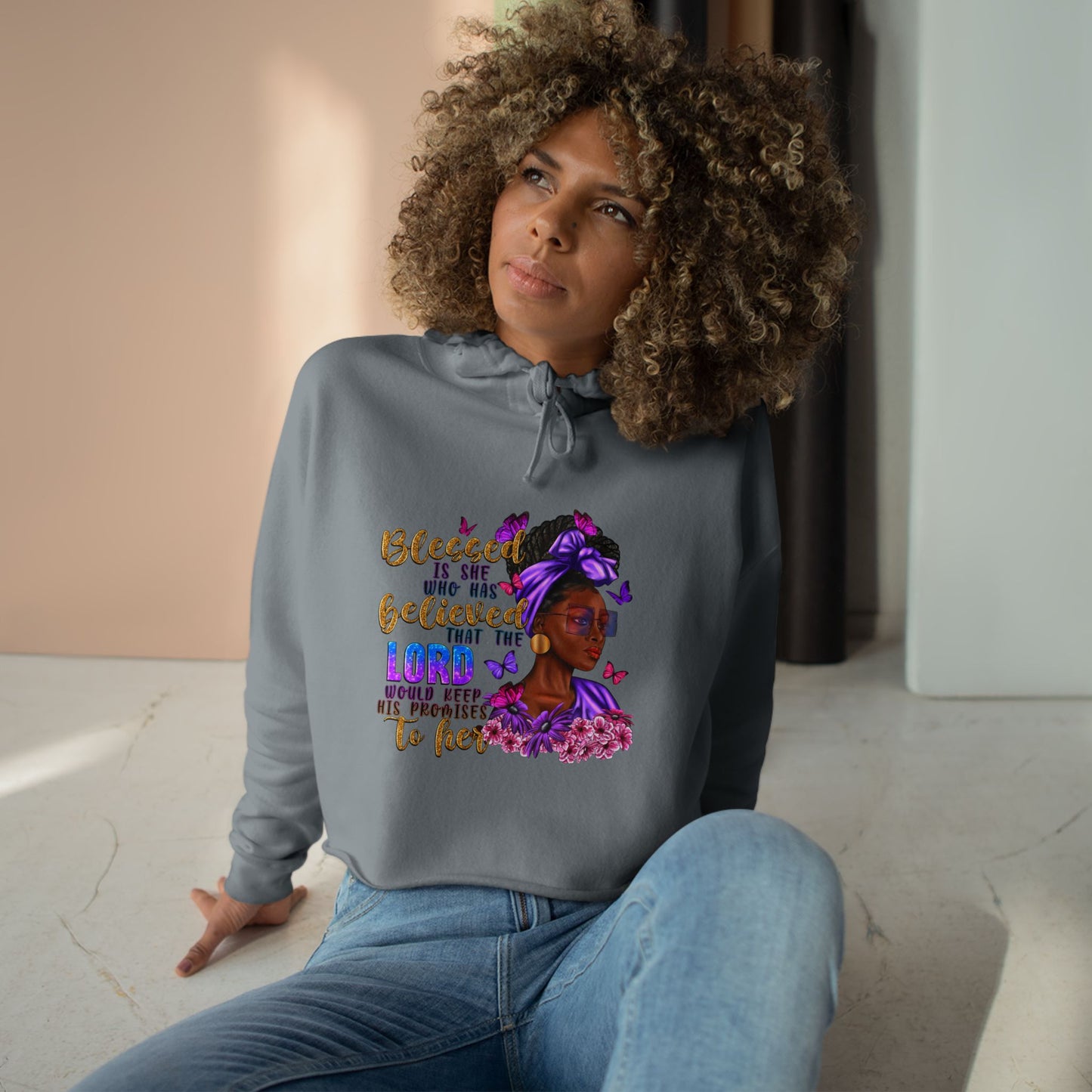 Blessed Woman Crop Hoodie