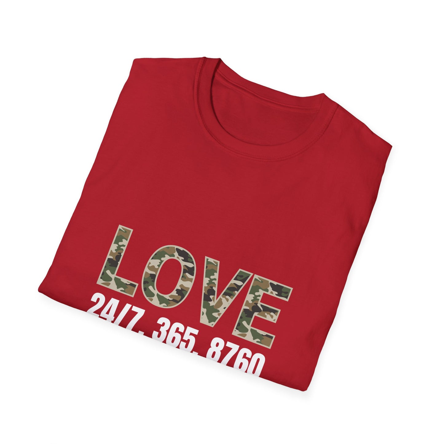 Love All Year Unisex Softstyle T-Shirt (Camouflage) | Casual Wear, Gift for Her, Gift for Him, Love Shirt, Everyday Outfit