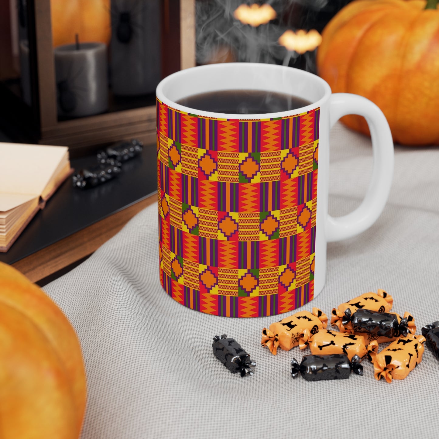 Kente Print Ceramic Mug, 11oz