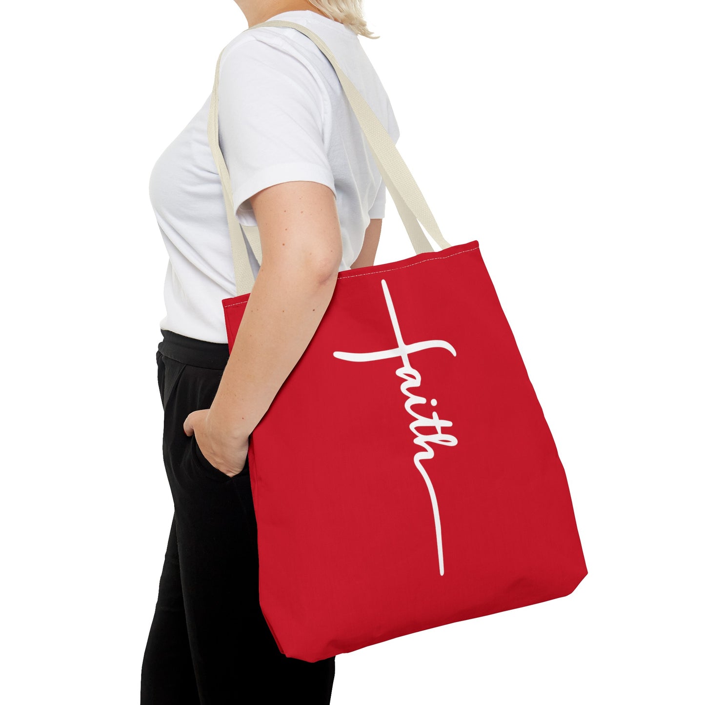 Faith Cross (Red) Tote Bag (AOP)