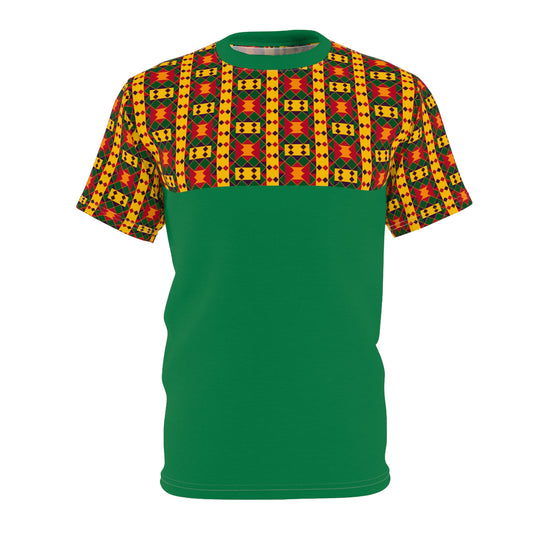 Green Kente Print Unisex Cut & Sew Tee (AOP)