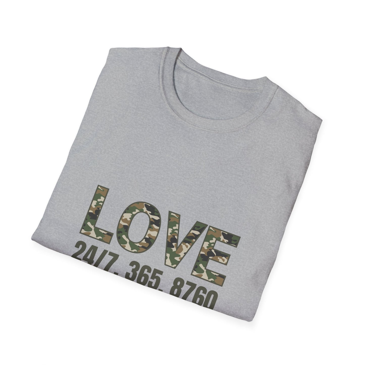 Love All Year Unisex Softstyle T-Shirt (Camouflage) | Casual Wear, Gift for Her, Gift for Him, Love Shirt, Everyday Outfit