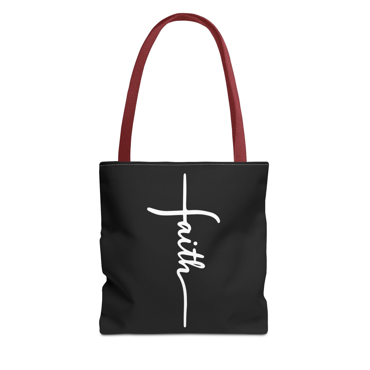 Faith Cross (Black) Tote Bag (AOP)