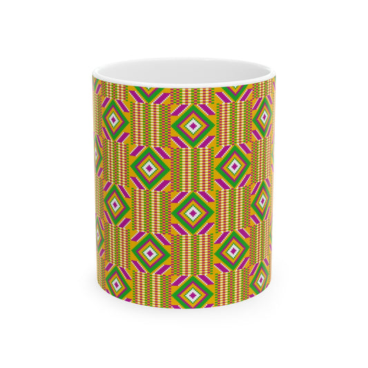 Kente Print Ceramic Mug, 11oz