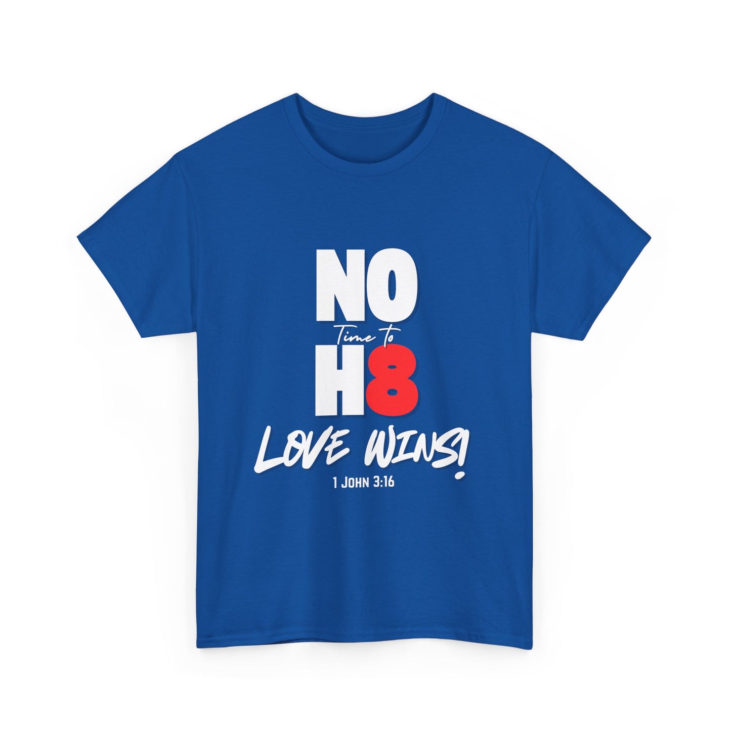 Unisex Heavy Cotton Tee - NO H8 Love Wins! Pride Shirt