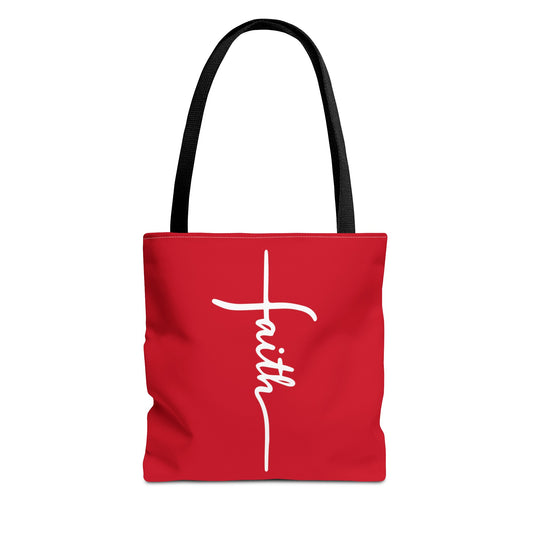 Faith Cross (Red) Tote Bag (AOP)