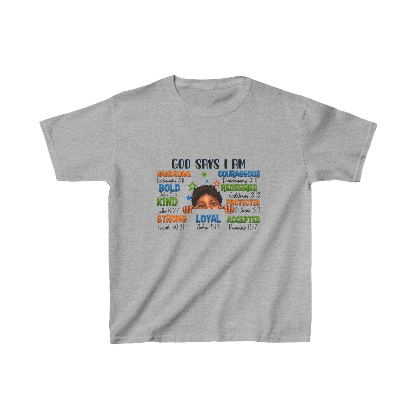 God Says I Am Kids Heavy Cotton™ Tee