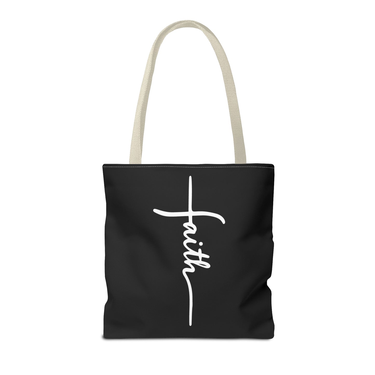 Faith Cross (Black) Tote Bag (AOP)