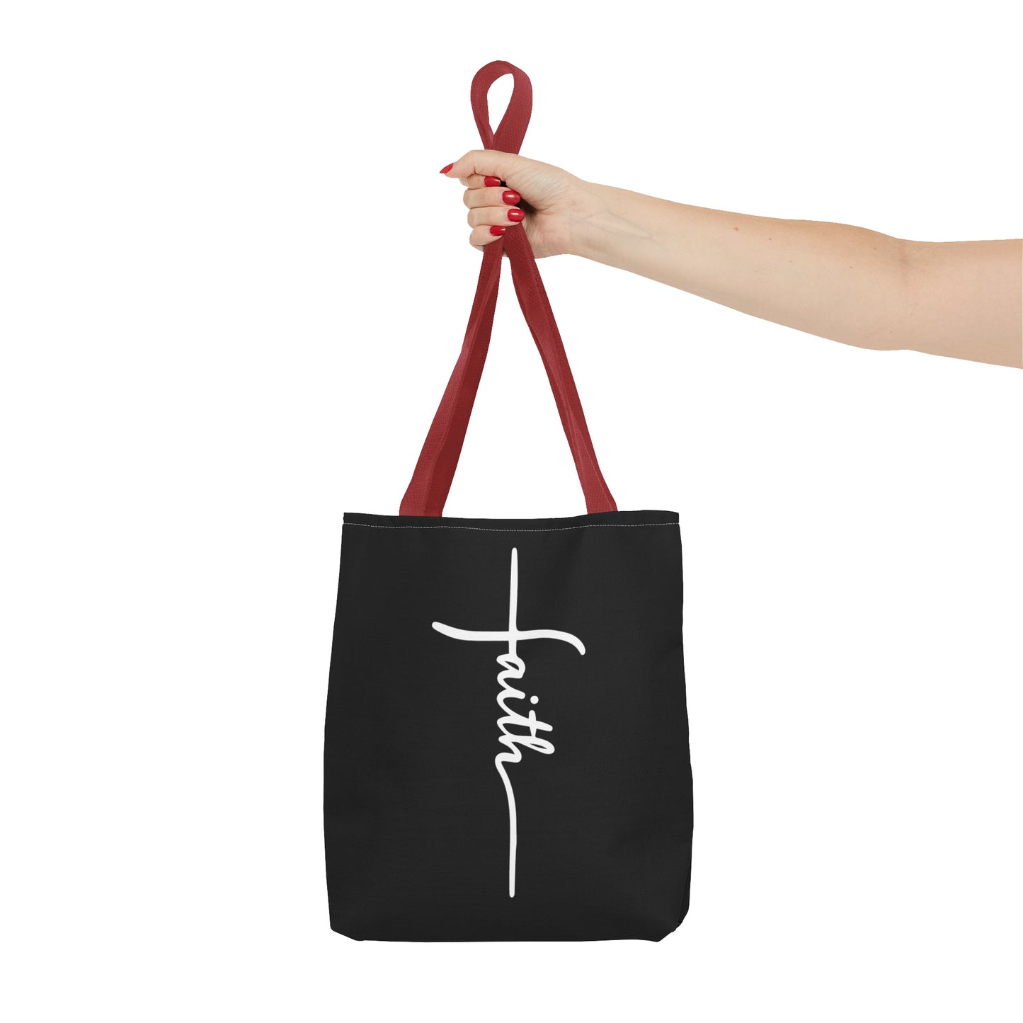 Faith Cross (Black) Tote Bag (AOP)