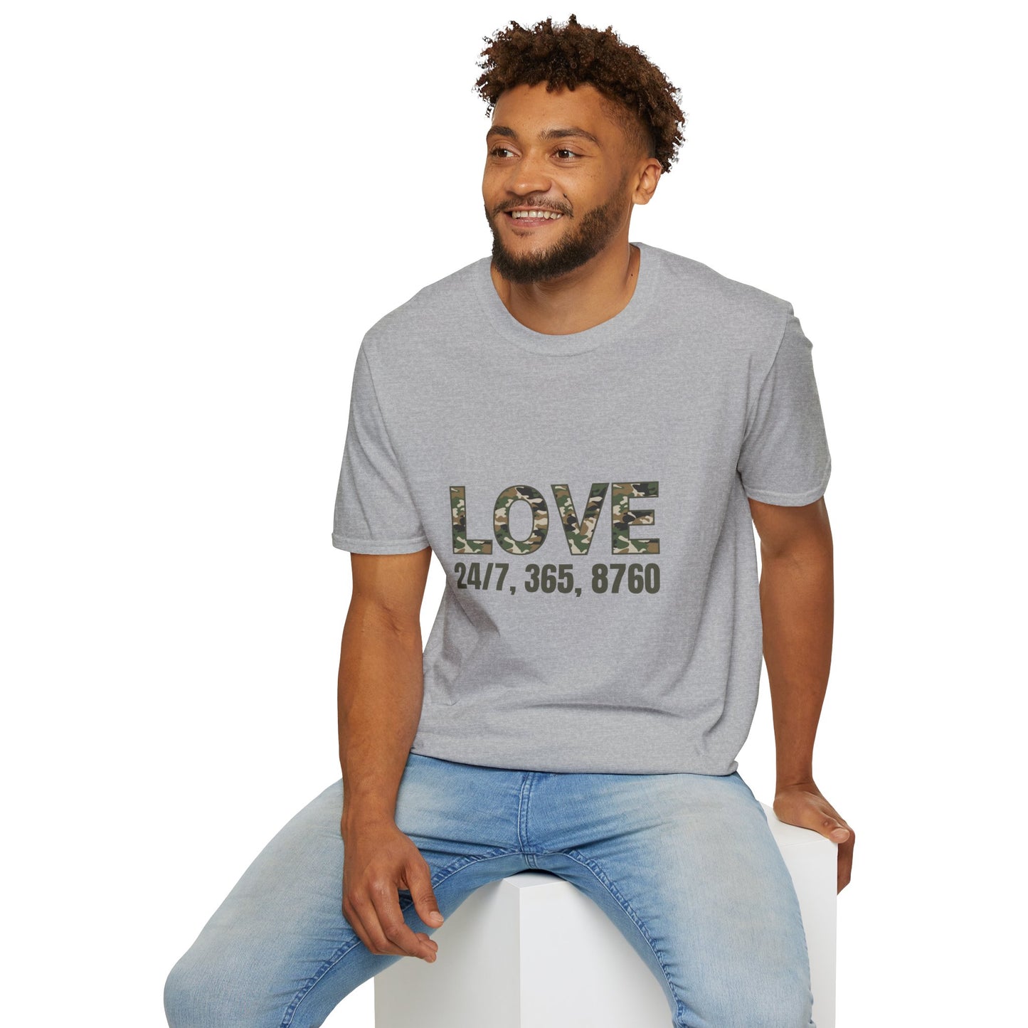 Love All Year Unisex Softstyle T-Shirt (Camouflage) | Casual Wear, Gift for Her, Gift for Him, Love Shirt, Everyday Outfit