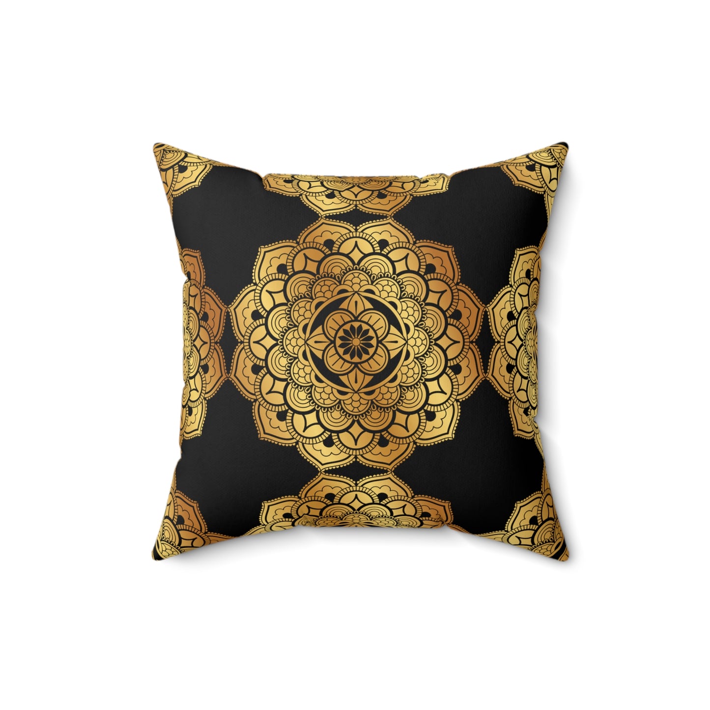 Black and Gold Faux Suede Square Pillow