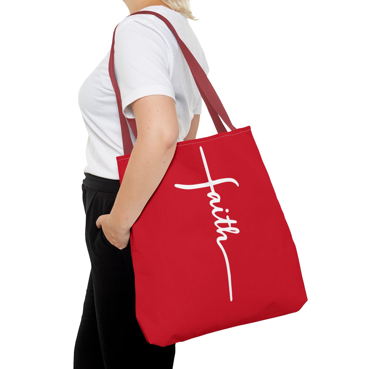 Faith Cross (Red) Tote Bag (AOP)