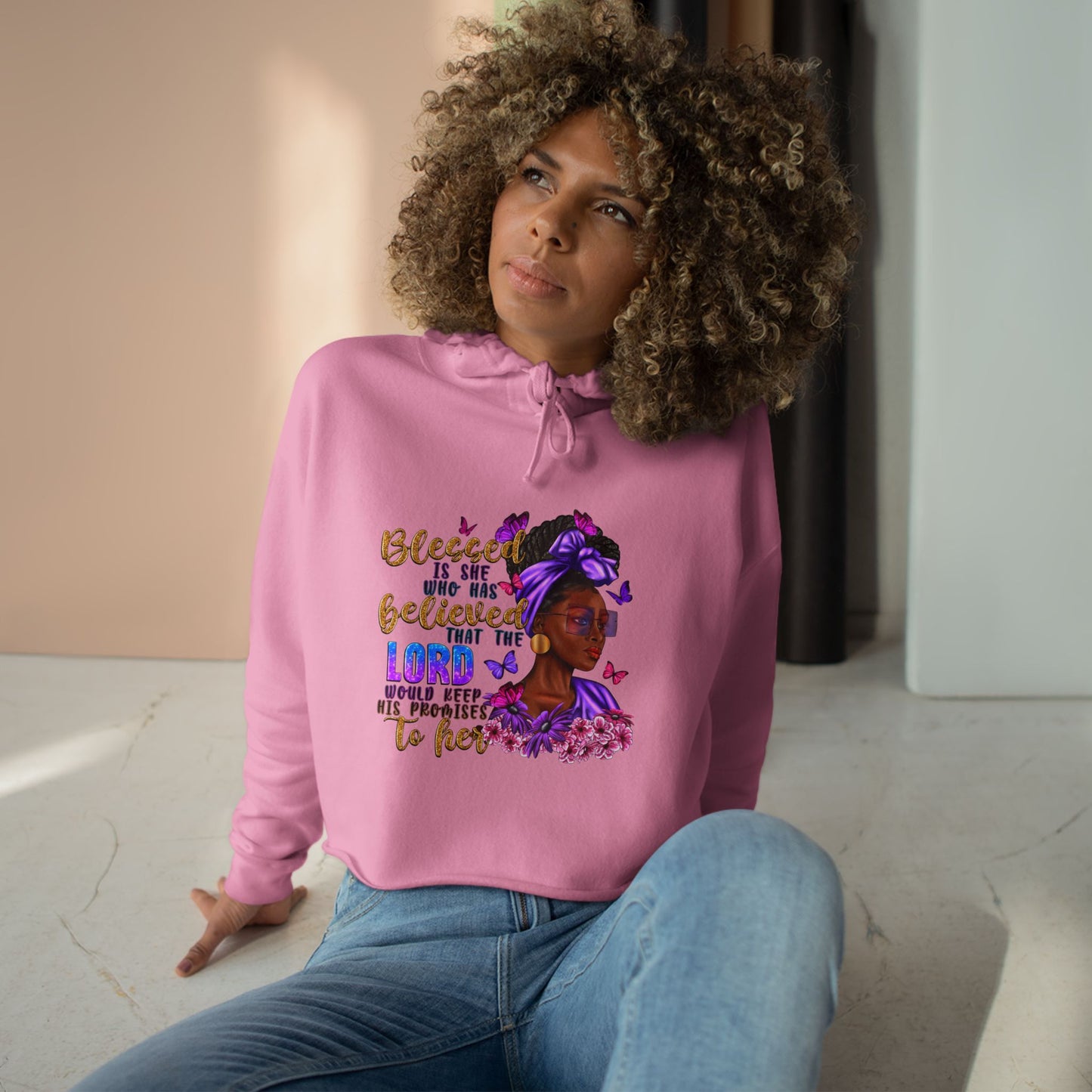 Blessed Woman Crop Hoodie