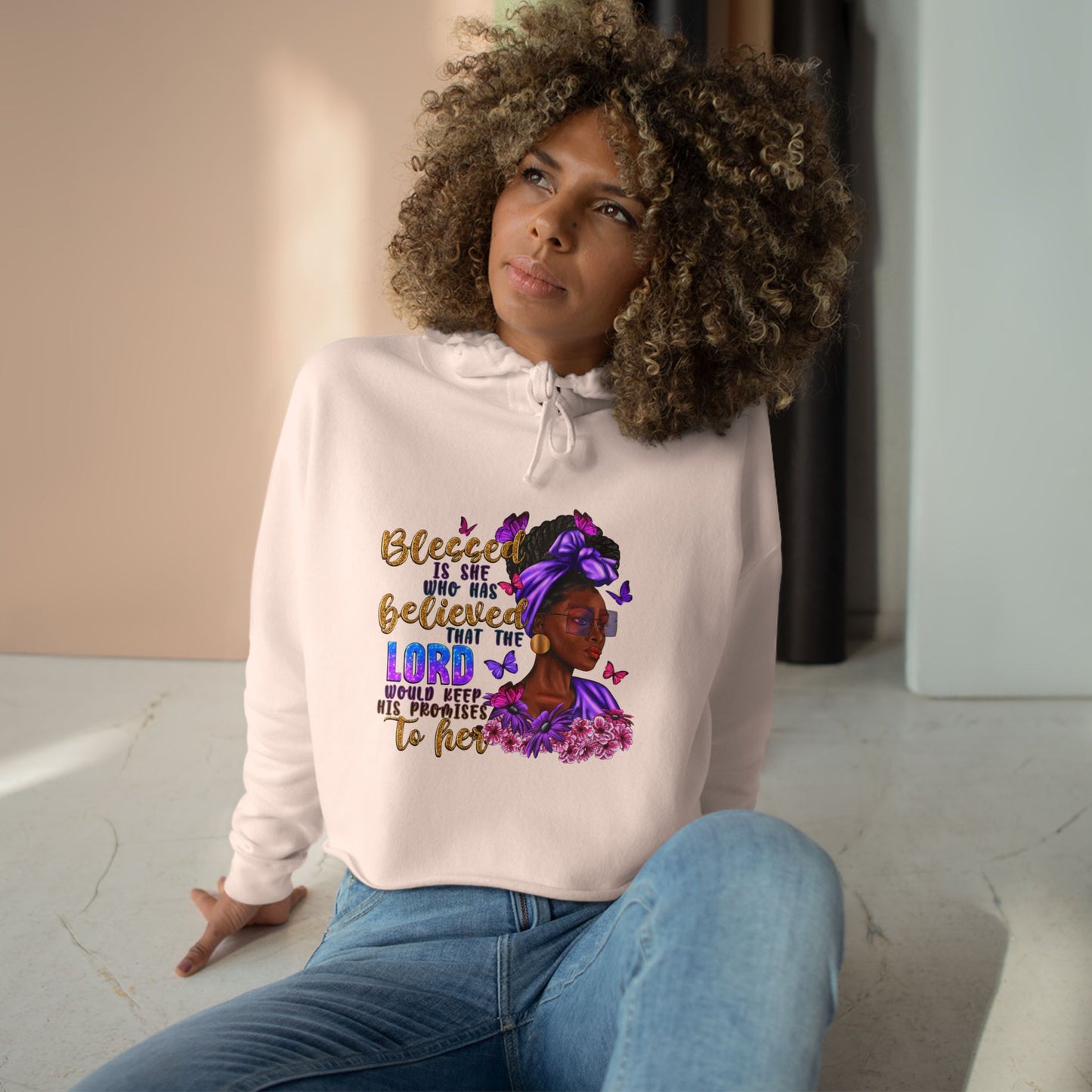Blessed Woman Crop Hoodie