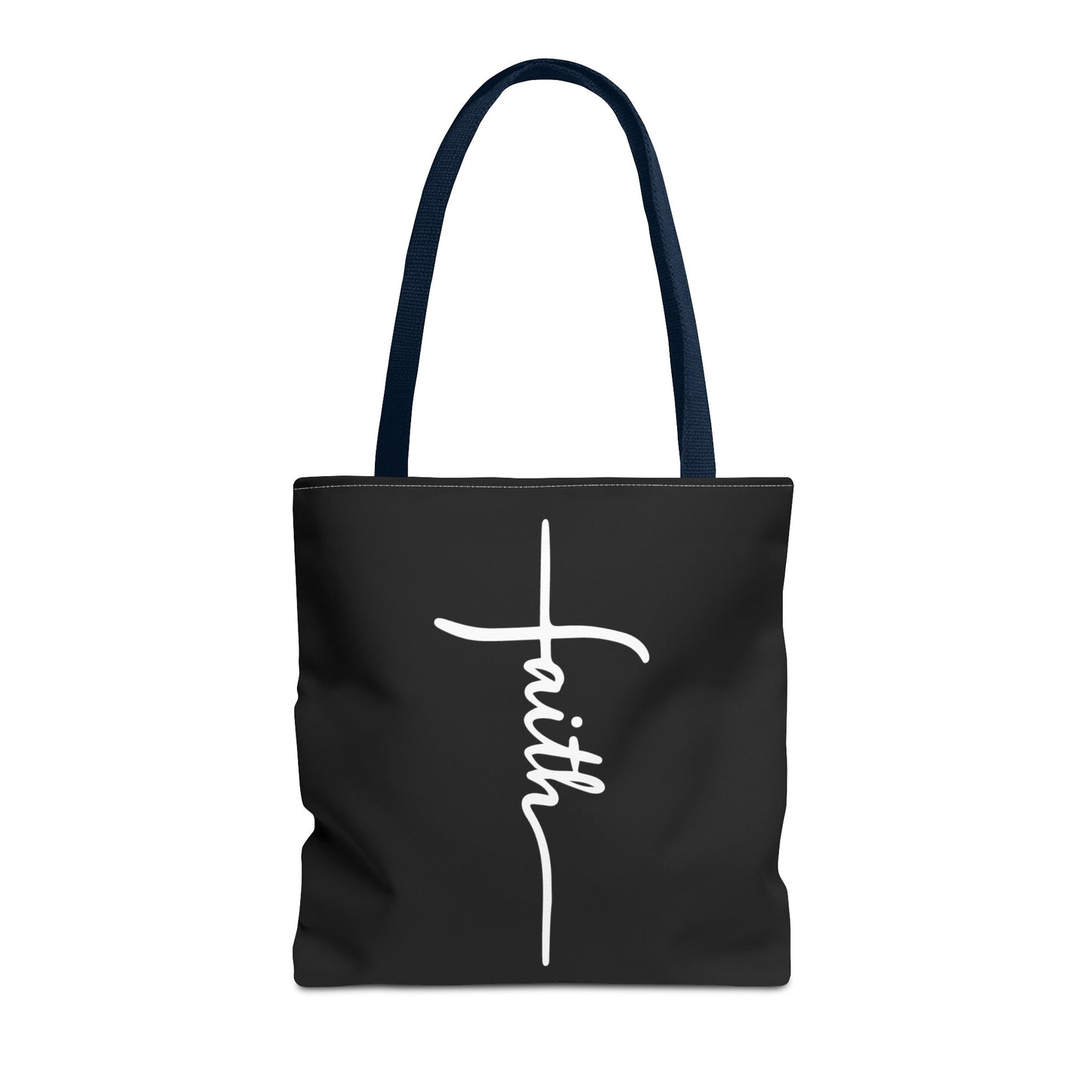 Faith Cross (Black) Tote Bag (AOP)