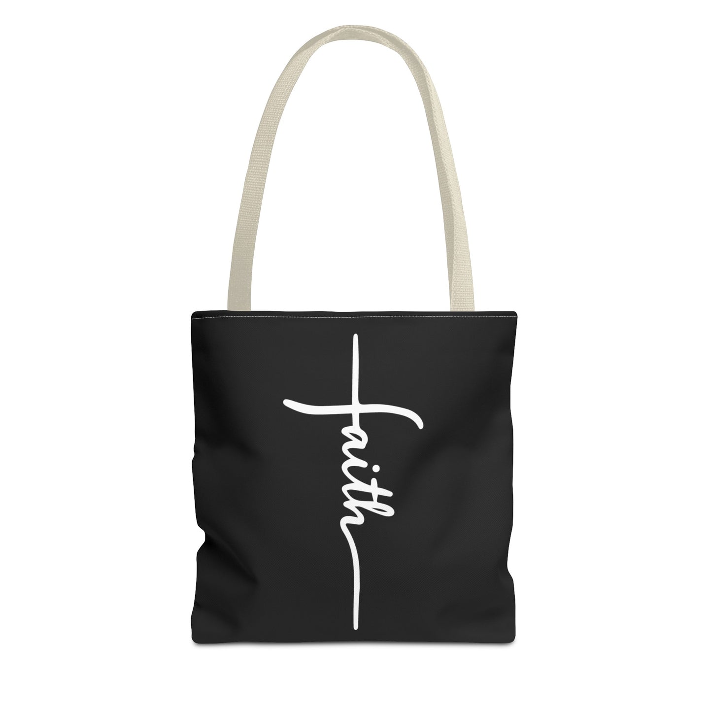 Faith Cross (Black) Tote Bag (AOP)