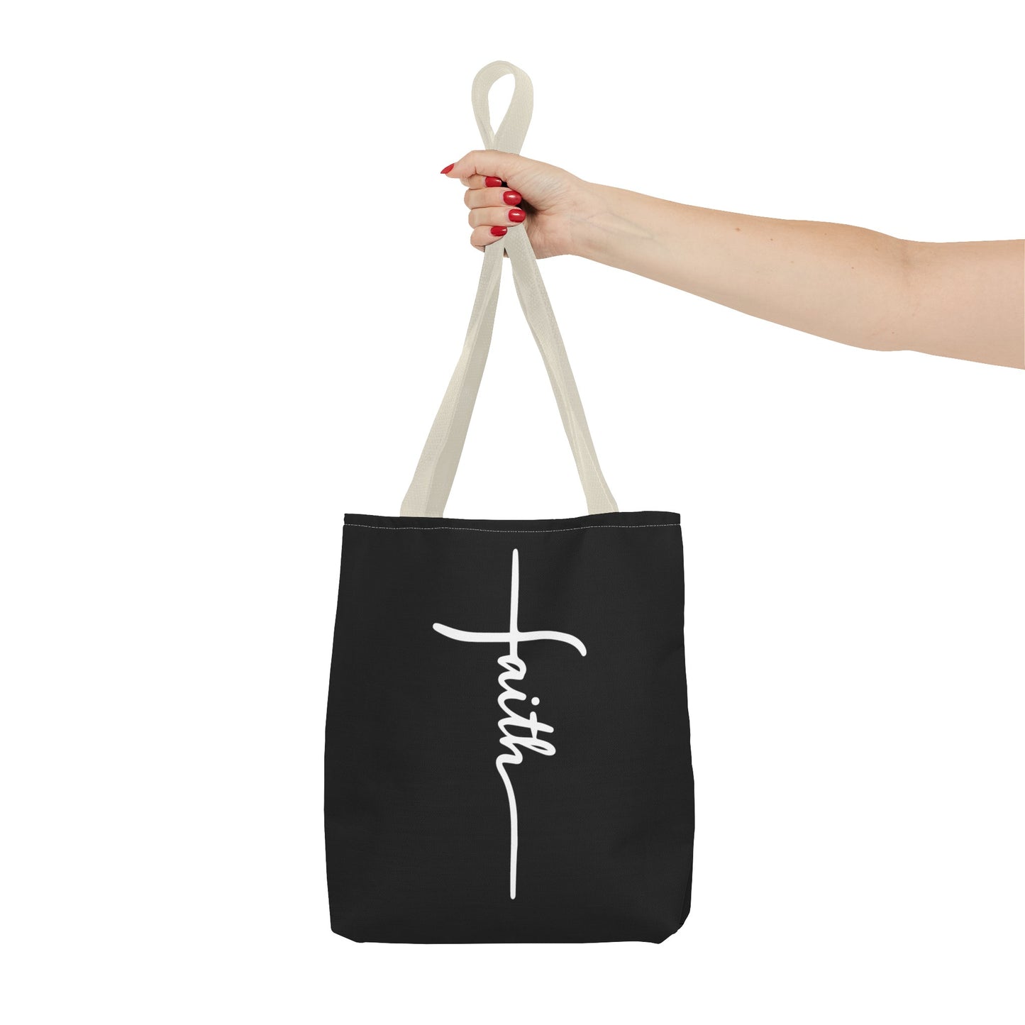 Faith Cross (Black) Tote Bag (AOP)