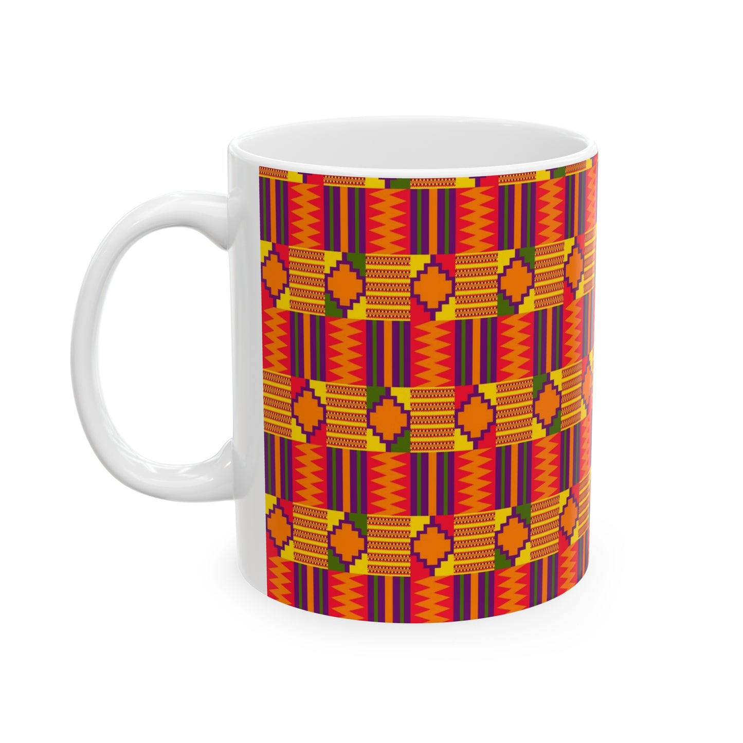 Kente Print Ceramic Mug, 11oz