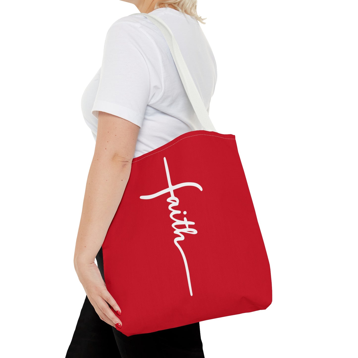 Faith Cross (Red) Tote Bag (AOP)