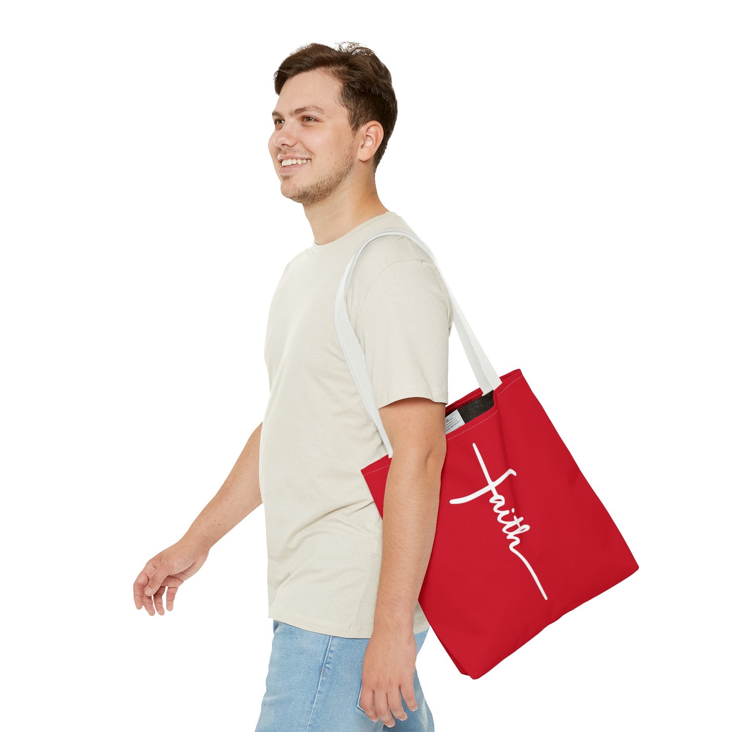 Faith Cross (Red) Tote Bag (AOP)