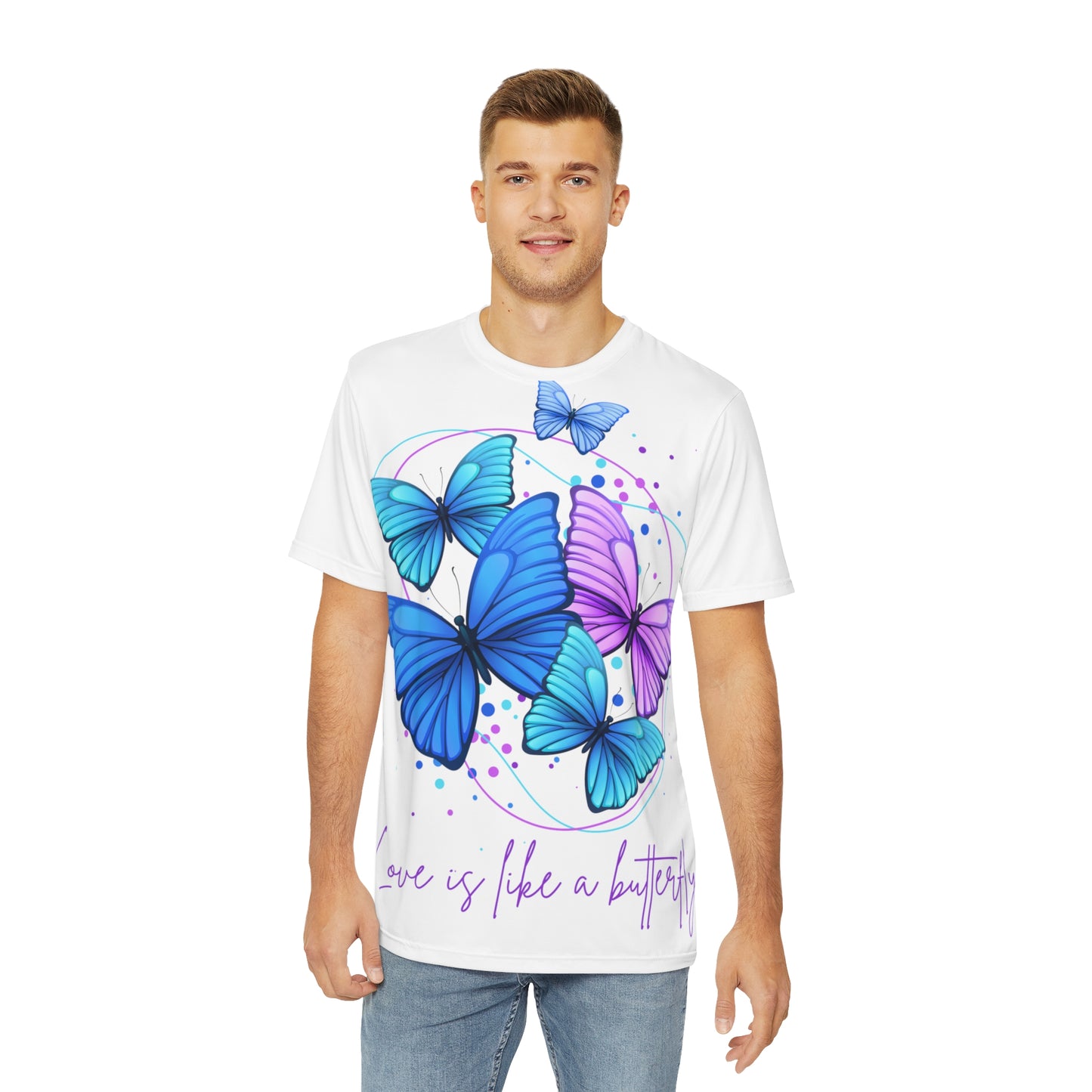 Love is Like a Butterfly Polyester Tee (AOP)