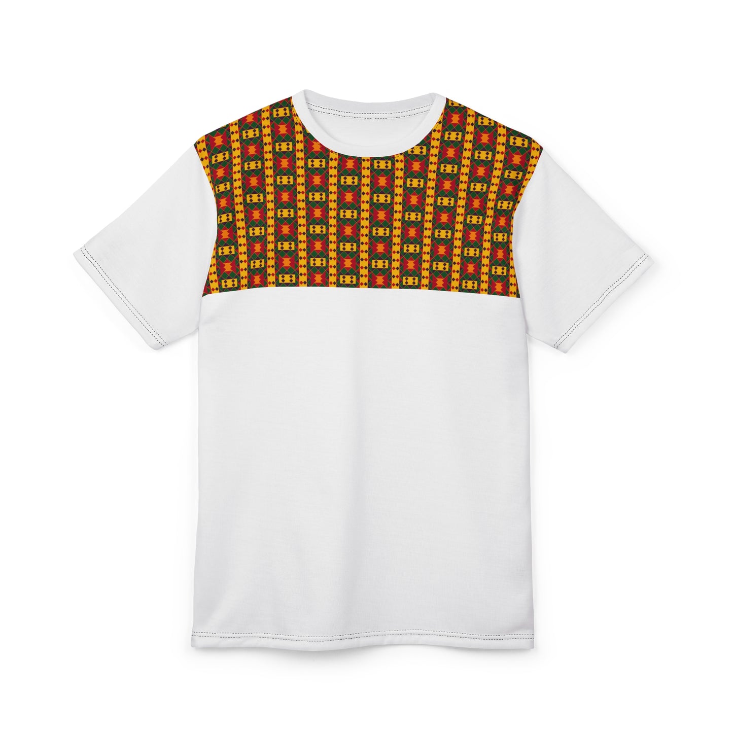 White Kente Print Unisex Cut & Sew Tee (AOP)