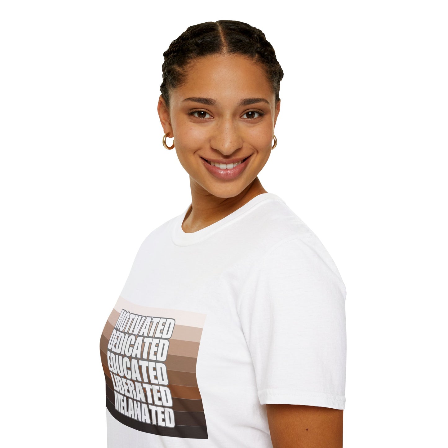 Motivated & Educated Unisex Softstyle T-Shirt - Celebrate Liberation and Melanation